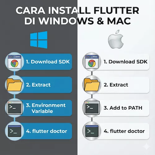Cara Install Flutter di Windows dan macOS